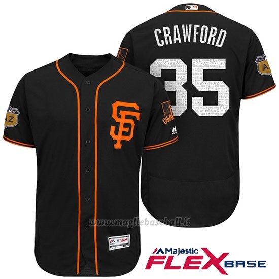 Maglia Baseball Uomo San Francisco Giants Brandon Crawford San Francisco Nero 2017 Allenamento Primaverile Flex Base Giocatore